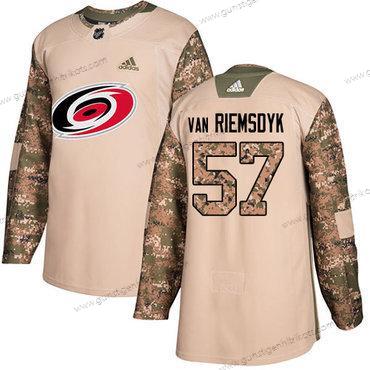 Adidas Herren Carolina Hurricanes #57 Trevor Van Riemsdyk Authentisch 2017 Veterans Day Strickerei NHL Trikots – Tarnfarbe