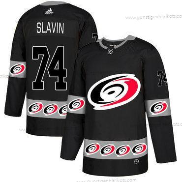 Adidas Herren Carolina Hurricanes #74 Jaccob Slavin Team Logos Trikots – Schwarz