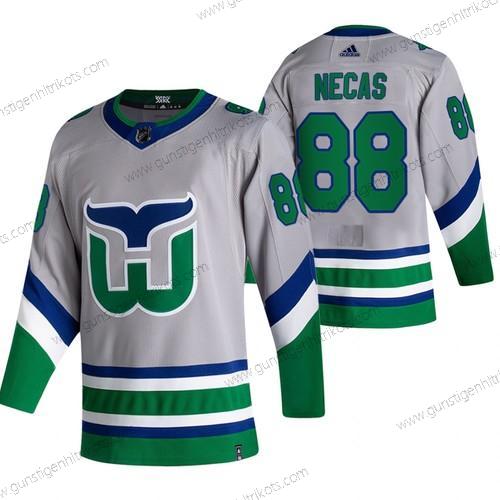 Adidas Herren Carolina Hurricanes #88 Martin Necas 2020-21 Rückseite Retro ersatzweise NHL Trikots – Grau