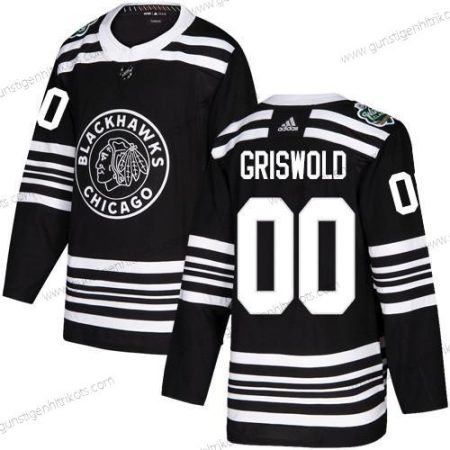 Adidas Herren Chicago Blackhawks #00 Clark Griswold Authentisch 2019 Winter Klassisch Strickerei NHL Trikots – Schwarz