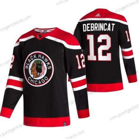 Adidas Herren Chicago Blackhawks #12 Alex Debrincat 2020-21 Rückseite Retro ersatzweise NHL Trikots – Schwarz