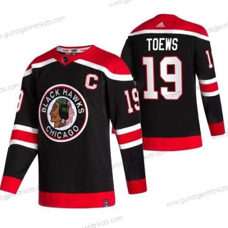 Adidas Herren Chicago Blackhawks #19 Jonathan Toews 2020-21 Rückseite Retro ersatzweise NHL Trikots – Schwarz