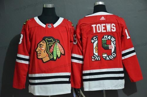 Adidas Herren Chicago Blackhawks #19 Jonathan Toews New Strickerei NHL Trikots – Rot