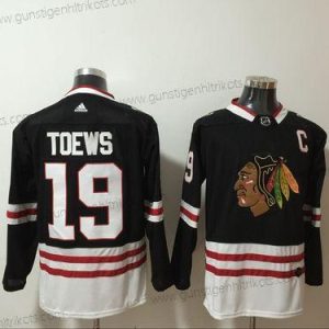 Adidas Herren Chicago Blackhawks #19 Jonathan Toews New Strickerei NHL Trikots – Schwarz