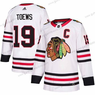 Adidas Herren Chicago Blackhawks #19 Jonathan Toews Road Authentisch Strickerei NHL Trikots – Weiß