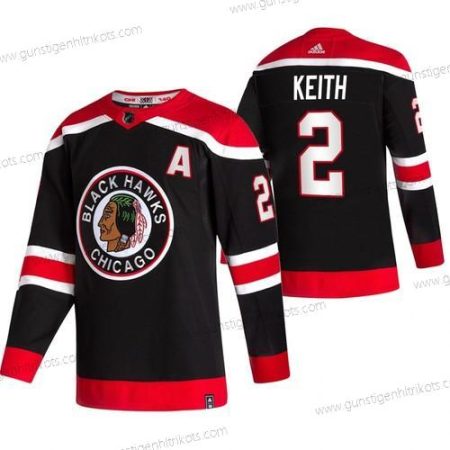 Adidas Herren Chicago Blackhawks #2 Duncan Keith 2020-21 Rückseite Retro ersatzweise NHL Trikots – Schwarz