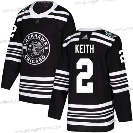 Adidas Herren Chicago Blackhawks #2 Duncan Keith Authentisch 2019 Winter Klassisch Strickerei NHL Trikots – Schwarz