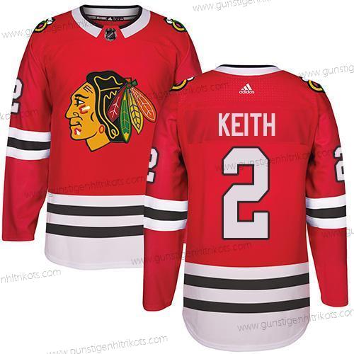 Adidas Herren Chicago Blackhawks #2 Duncan Keith Heimtrikots Authentisch Strickerei NHL Trikots – Rot