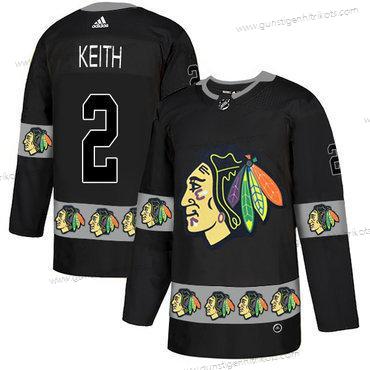 Adidas Herren Chicago Blackhawks #2 Duncan Keith Team Logos Trikots – Schwarz