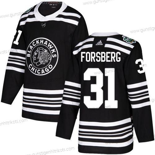 Adidas Herren Chicago Blackhawks #31 Anton Forsberg Authentisch 2019 Winter Klassisch Strickerei NHL Trikots – Schwarz