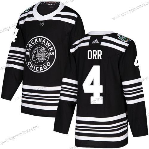 Adidas Herren Chicago Blackhawks #4 Bobby Orr Authentisch 2019 Winter Klassisch Strickerei NHL Trikots – Schwarz