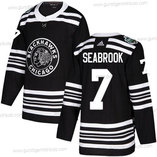 Adidas Herren Chicago Blackhawks #7 Brent Seabrook Authentisch 2019 Winter Klassisch Strickerei NHL Trikots – Schwarz