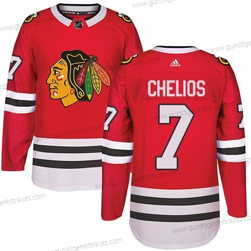 Adidas Herren Chicago Blackhawks #7 Chris Chelios Heimtrikots Authentisch Strickerei NHL Trikots – Rot