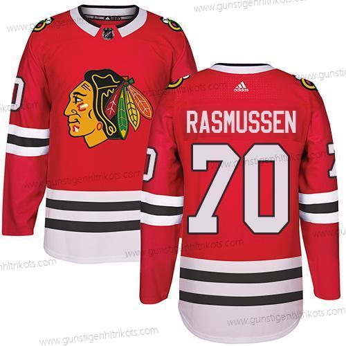 Adidas Herren Chicago Blackhawks #70 Dennis Rasmussen Heimtrikots Authentisch Strickerei NHL Trikots – Rot