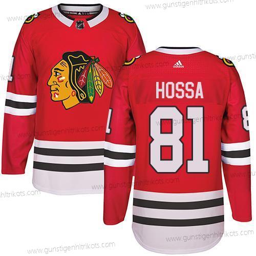 Adidas Herren Chicago Blackhawks #81 Marian Hossa Heimtrikots Authentisch Strickerei NHL Trikots – Rot