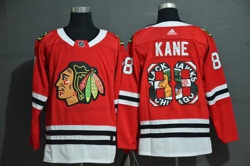 Adidas Herren Chicago Blackhawks #88 Patrick Kane New Strickerei NHL Trikots – Rot