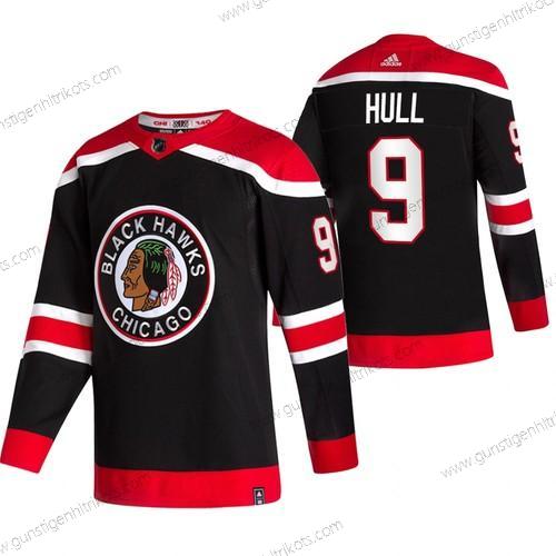 Adidas Herren Chicago Blackhawks #9 Bobby Hull 2020-21 Rückseite Retro ersatzweise NHL Trikots – Schwarz