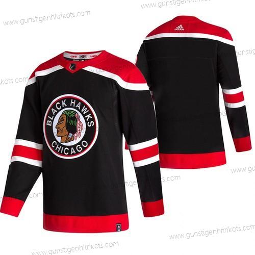 Adidas Herren Chicago Blackhawks Leer 2020-21 Rückseite Retro ersatzweise NHL Trikots – Schwarz