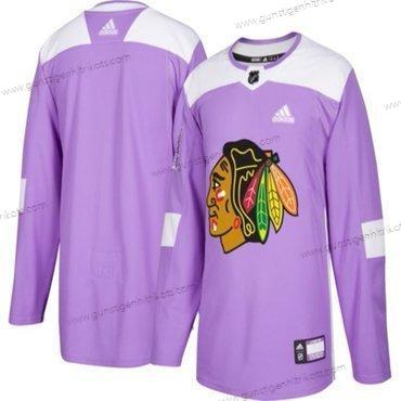 Adidas Herren Chicago Blackhawks Personalisiertes Hockey Bekämpft Krebs Praxis Trikots – Lila Rosa