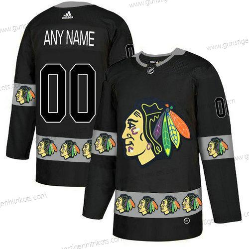 Adidas Herren Chicago Blackhawks Personalisiertes Team Logos Trikots – Schwarz