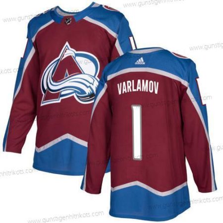 Adidas Herren Colorado Avalanche #1 Semyon Varlamov Heimtrikots Authentisch Strickerei NHL Trikots – Rot