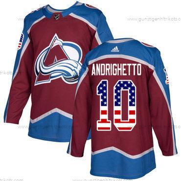 Adidas Herren Colorado Avalanche #10 Sven Andrighetto Heimtrikots Authentisch USA Flag Strickerei NHL Trikots – Rot