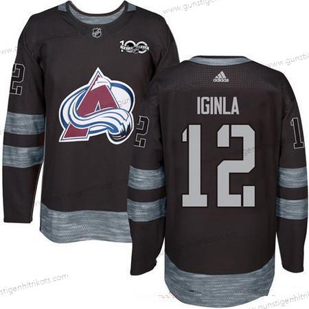 Adidas Herren Colorado Avalanche #12 Jarome Iginla 100th Jahrestag Strickerei NHL 2017 Hockey Trikots – Schwarz