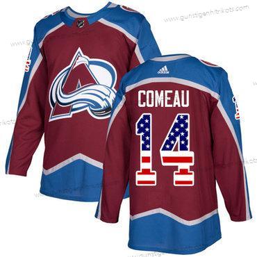 Adidas Herren Colorado Avalanche #14 Blake Comeau Heimtrikots Authentisch USA Flag Strickerei NHL Trikots – Rot