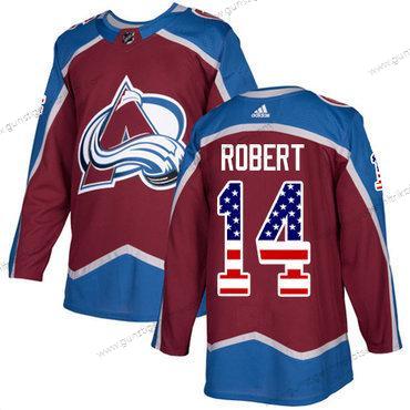 Adidas Herren Colorado Avalanche #14 Rene Robert Heimtrikots Authentisch USA Flag Strickerei NHL Trikots – Rot