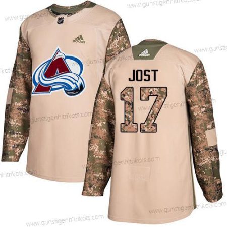 Adidas Herren Colorado Avalanche #17 Tyson Jost Authentisch 2017 Veterans Day Strickerei NHL Trikots – Tarnfarbe