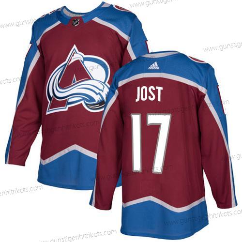 Adidas Herren Colorado Avalanche #17 Tyson Jost Heimtrikots Authentisch Strickerei NHL Trikots – Rot