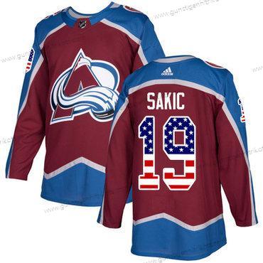 Adidas Herren Colorado Avalanche #19 Joe Sakic Heimtrikots Authentisch USA Flag Strickerei NHL Trikots – Rot