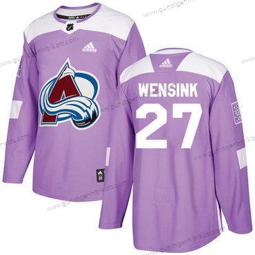 Adidas Herren Colorado Avalanche #27 John Wensink Authentisch Bekämpft Krebs Strickerei NHL Trikots – Lila