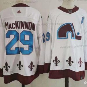 Adidas Herren Colorado Avalanche #29 Nathan Mackinnon 2020-21 Strickerei NHL Trikots – Weiß