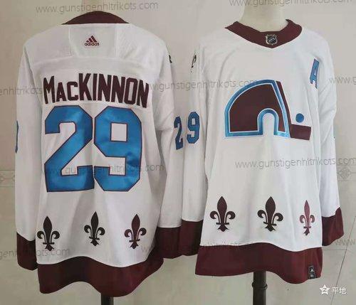 Adidas Herren Colorado Avalanche #29 Nathan Mackinnon 2020-21 Strickerei NHL Trikots – Weiß