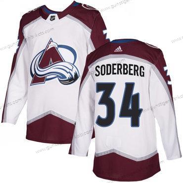 Adidas Herren Colorado Avalanche #34 Carl Soderberg Auswärtstrikots Authentisch Strickerei NHL Trikots – Weiß