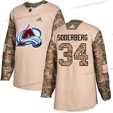 Adidas Herren Colorado Avalanche #34 Carl Soderberg Authentisch 2017 Veterans Day Strickerei NHL Trikots – Tarnfarbe