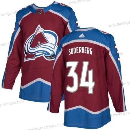 Adidas Herren Colorado Avalanche #34 Carl Soderberg Heimtrikots Authentisch Strickerei NHL Trikots – Rot