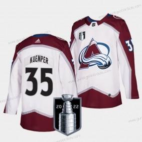 Adidas Herren Colorado Avalanche #35 Darcy Kuemper 2022 Stanley Cup Final Patch Strickerei NHL Trikots – Weiß