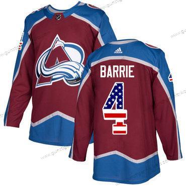 Adidas Herren Colorado Avalanche #4 Tyson Barrie Heimtrikots Authentisch USA Flag Strickerei NHL Trikots – Rot