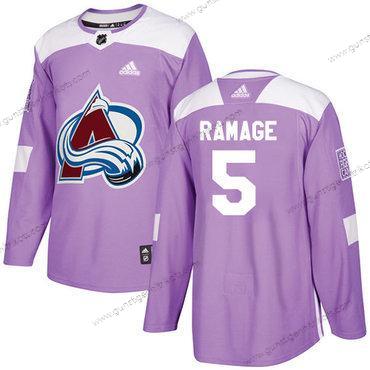 Adidas Herren Colorado Avalanche #5 Rob Ramage Authentisch Bekämpft Krebs Strickerei NHL Trikots – Lila