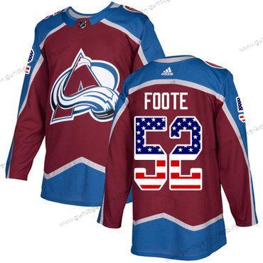 Adidas Herren Colorado Avalanche #52 Adam Foote Heimtrikots Authentisch USA Flag Strickerei NHL Trikots – Rot