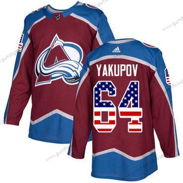 Adidas Herren Colorado Avalanche #64 Nail Yakupov Heimtrikots Authentisch USA Flag Strickerei NHL Trikots – Rot