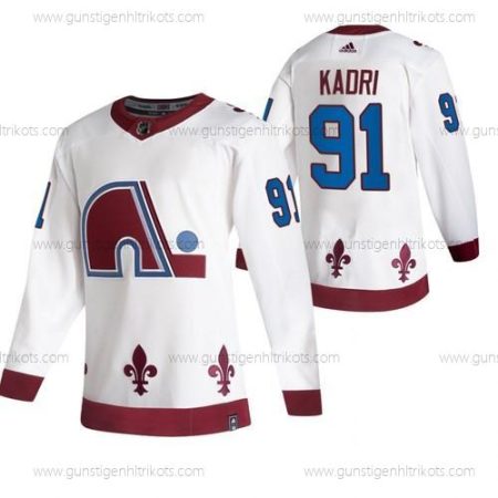 Adidas Herren Colorado Avalanche #91 Nazem Kadri 2020-21 Rückseite Retro ersatzweise NHL Trikots – Weiß