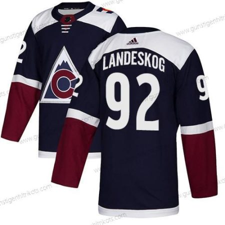 Adidas Herren Colorado Avalanche #92 Gabriel Landeskog Authentisch Strickerei NHL Trikots – Marineblau Blau