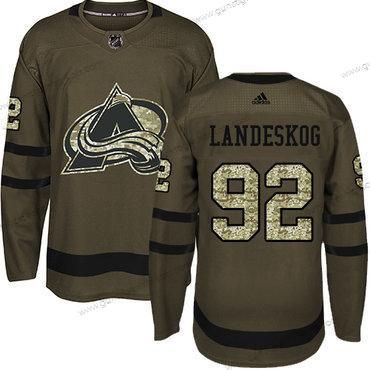 Adidas Herren Colorado Avalanche #92 Gabriel Landeskog Salute to Service Strickerei NHL Trikots – Grün