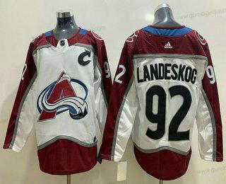 Adidas Herren Colorado Avalanche #92 Gabriel Landeskog Strickerei NHL Trikots – Weiß