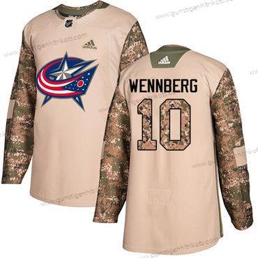 Adidas Herren Columbus Blue Jackets #10 Alexander Wennberg Authentisch 2017 Veterans Day Strickerei NHL Trikots – Tarnfarbe