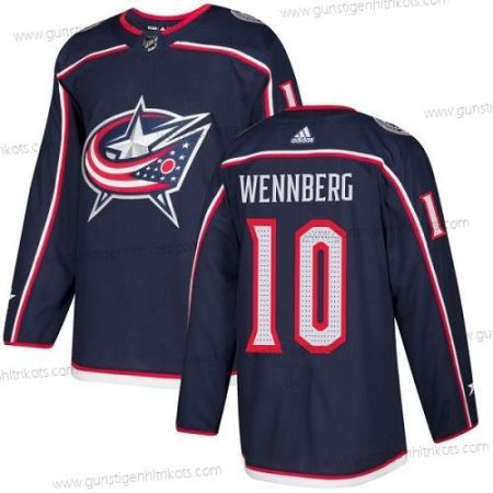 Adidas Herren Columbus Blue Jackets #10 Alexander Wennberg Heimtrikots Authentisch Strickerei NHL Trikots – Marineblau Blau