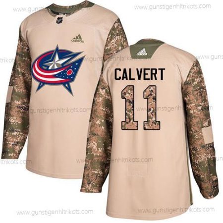 Adidas Herren Columbus Blue Jackets #11 Matt Calvert Authentisch 2017 Veterans Day Strickerei NHL Trikots – Tarnfarbe